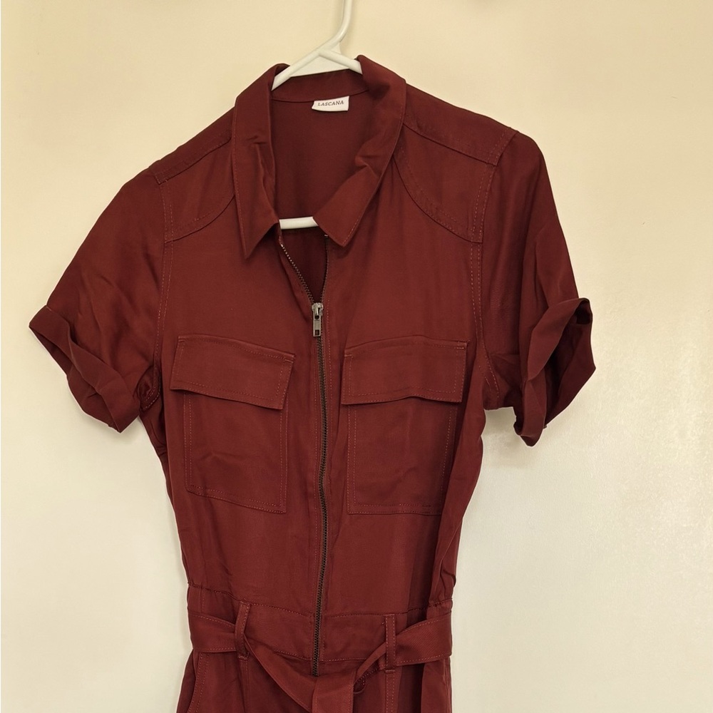Red Jumpsuit with Belt